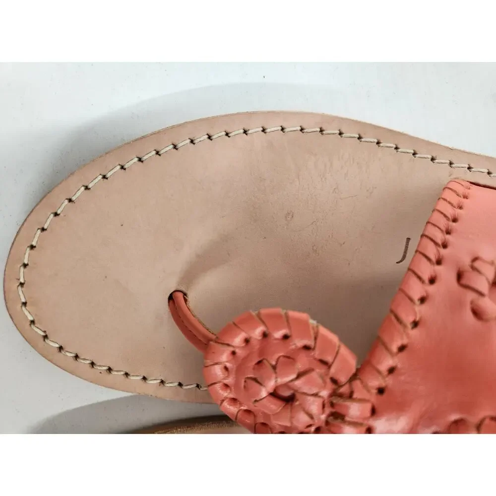 Jack Rogers Women's Navajo Sandals In Coral Orange, Size 10M. Genuine Leather